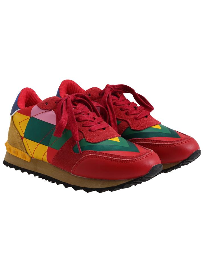 Romwe Red Shoelace Rivet Casual Flats