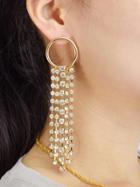 Romwe Chain Long Tassel Drop Earrings Luxury Full Rhinestone
