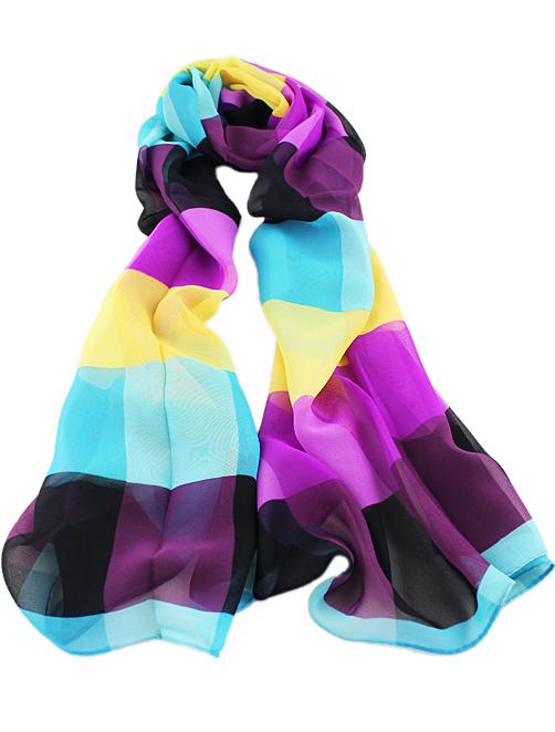 Romwe Blue Contrast Purple Fashion Scarves