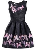 Romwe Black Butterfly Print Fit & Flare Sleeveless Dress