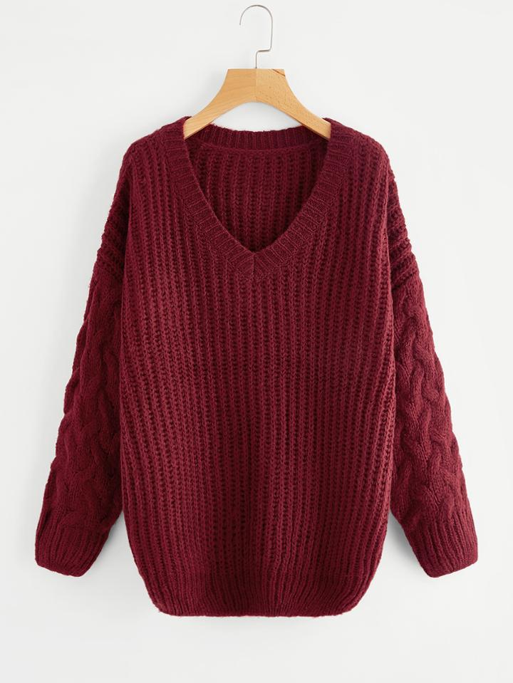 Romwe Drop Shoulder Chunky Knit Jumper