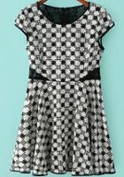 Romwe Contrast Lace Daisy Print Dress