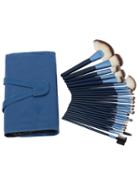 Romwe 24pcs Make Up Bush Set With Bag - Blue