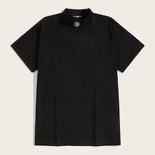 Romwe Guys Letter Embroidered Mock-neck Tee