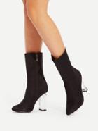 Romwe Clear Heeled Pointed Toe Boots