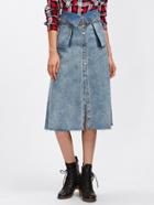 Romwe Bleach Wash Roll Up Hem Denim Skirt
