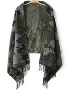 Romwe Camouflage Print Green Scarf
