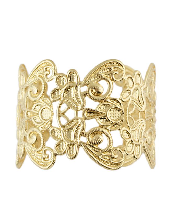 Romwe 2015 Fashion Hollow Out Adjustable Gold Plated Bracelet