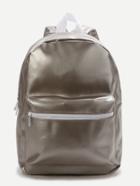 Romwe Silver Front Pocket Pu Backpack