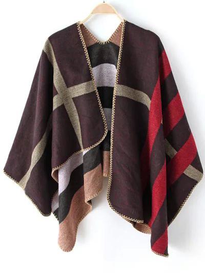 Romwe Color-block Plaid Asymmetrical Scarf