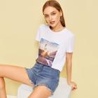 Romwe Picture Print Tee
