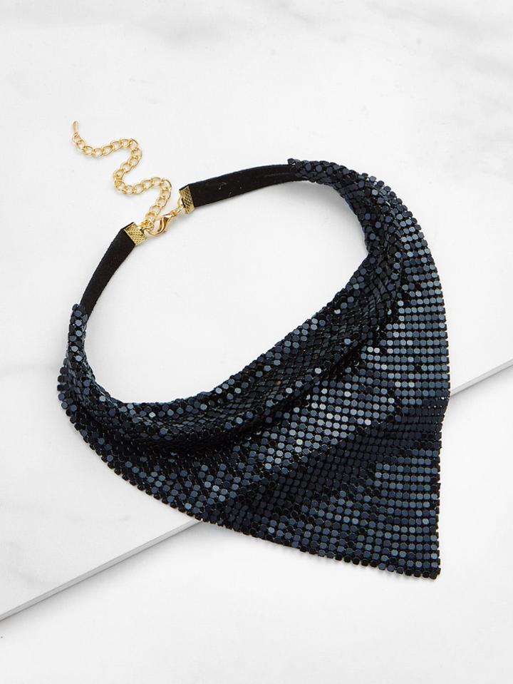 Romwe Sequin Overlay Triangle Design Choker