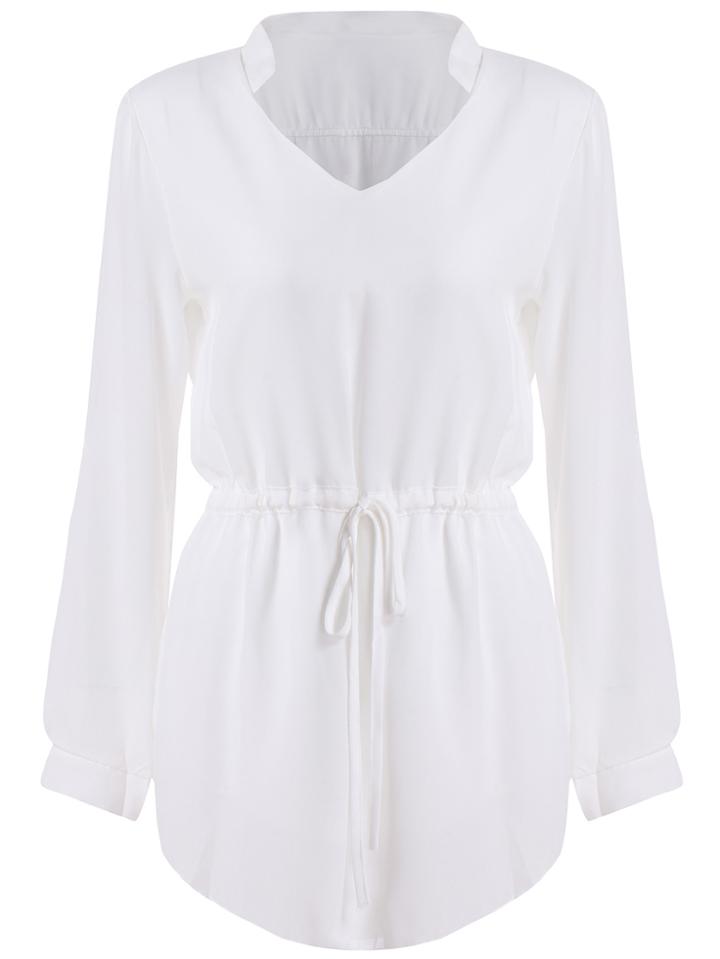 Romwe Stand Collar Long Sleeve Dress