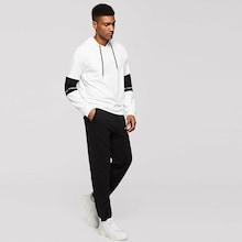 Romwe Guys Two Tone Hoodie & Track Pants Set