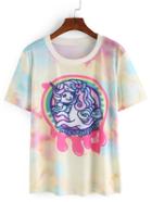 Romwe Unicorn Print Colorful Ombre T-shirt