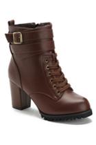 Romwe Buckled Shoelace Short Boots