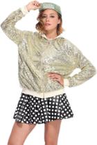 Romwe Light Golden Sequins Embellished Coat
