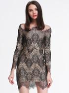 Romwe Floral Crochet Lace Bodycon Dress