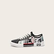 Romwe Guys Pattern Lace-up Low Top Sneakers