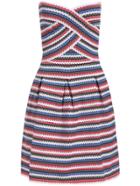 Romwe Strapless Striped With Zipper Dress