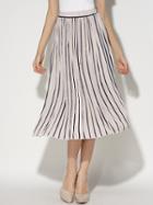 Romwe Vertical Striped Pleated Chiffon Skirt