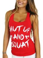 Romwe Letter Print Tank Top - Red