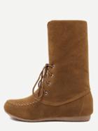 Romwe Brown Fur Lined Flat Winter Snow Boots