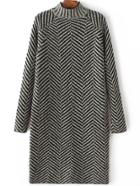 Romwe Black Mock Neck Raglan Sleeve Sweater Dress