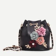 Romwe Applique Decor Bucket Bag