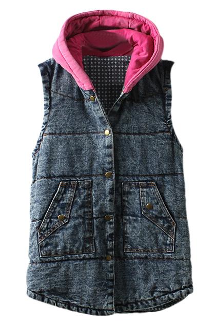 Romwe Lip Print Hoodied Vest
