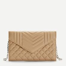 Romwe Quilted Detail Clutch With Chain