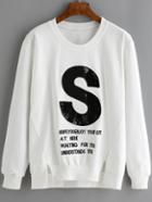 Romwe Letter Embroidered Sequined Split Sweatshirt