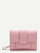 Romwe Pink Fold Pu Clutch Wallet