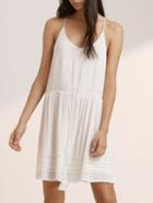 Romwe White Spaghetti Strap Dress With Drawstring