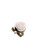 Romwe White Vintage Rose Embellished Ring