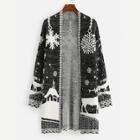 Romwe Christmas Snowflake And Deer Print Knit Coat