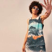 Romwe Guys Landscape Print Tank Top