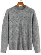 Romwe Crochet Hollow Grey Sweater