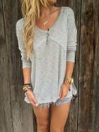 Romwe Dropped Shoulder Seam Split Side T-shirt