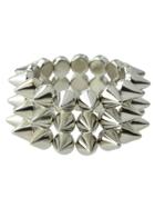 Romwe Silver Spike Elastic Bangles And Bracelets