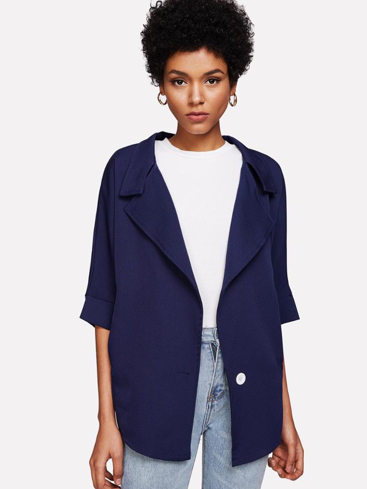 Romwe Single Button Lapel Blazer