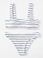 Romwe Striped Print Bikini Set