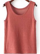 Romwe Round Neck Slim Brown Tank Top