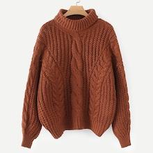 Romwe Twisted Knit Mock Neck Jumper