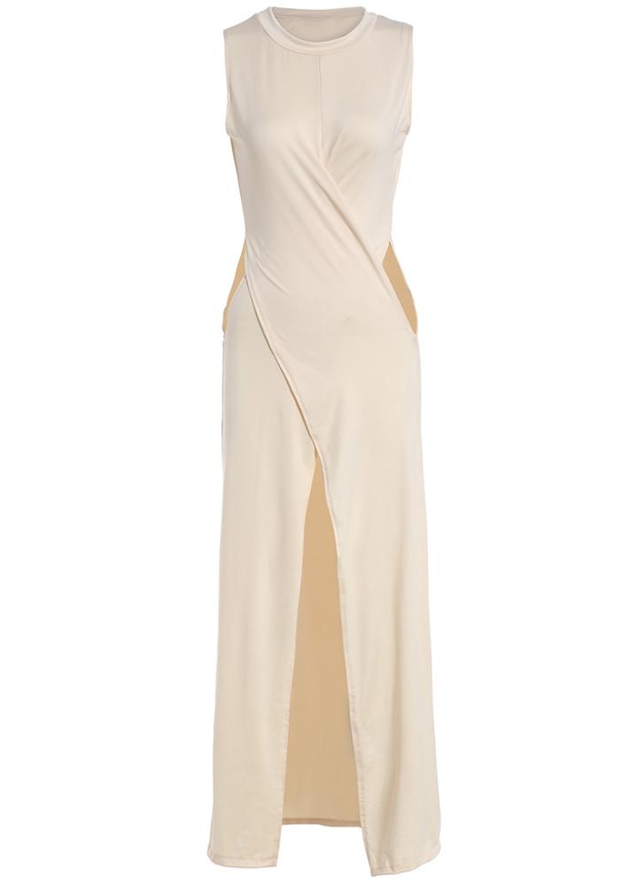 Romwe Sleeveless Cut Out Wraped Dress