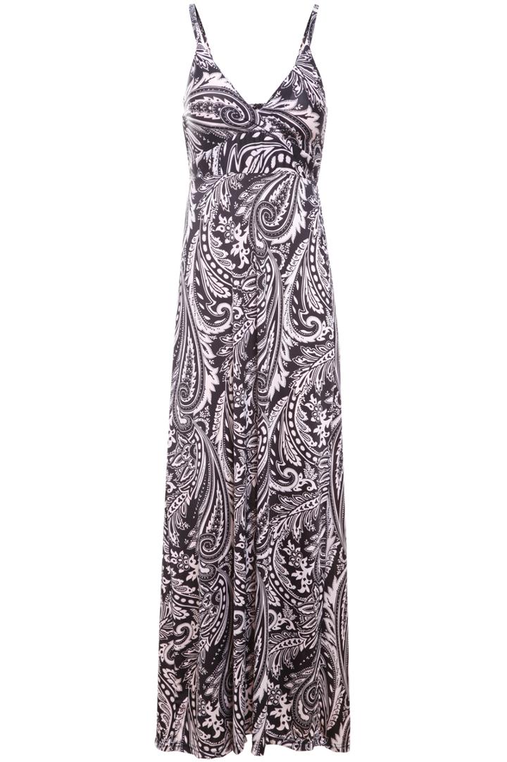 Romwe Spaghetti Strap Vintage Print Bohemian Dress