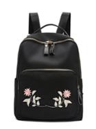 Romwe Embroidered Appliques Canvas Backpack