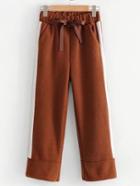 Romwe Contrast Tape Bow Tie Crop Pants