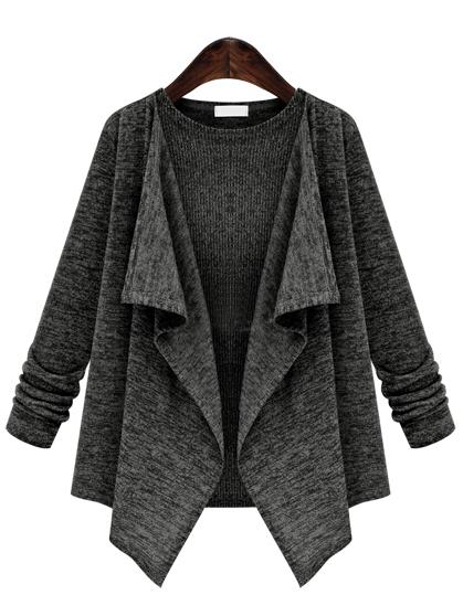 Romwe Long Sleeve Drape Front Coat