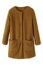 Romwe Collarless Pocketed Coat